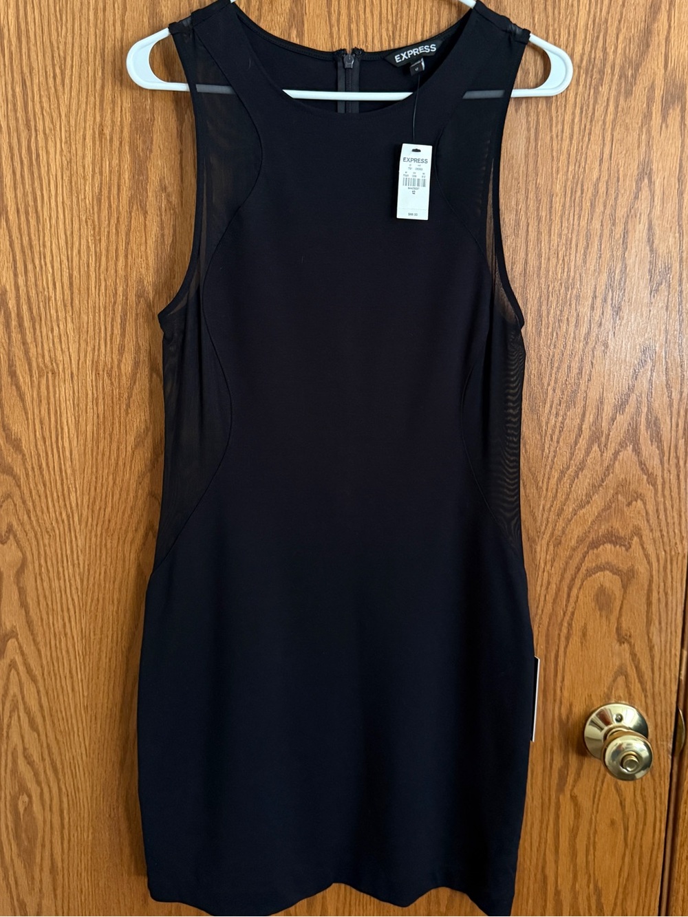 Express Black Knee Length Hourglass Dress Sleeveless Sheer Sides Sz - See Descr.